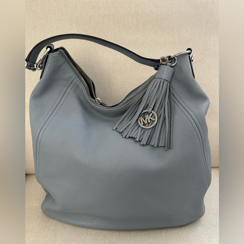 Michael Kors Pale Blue Leather Tote Bag